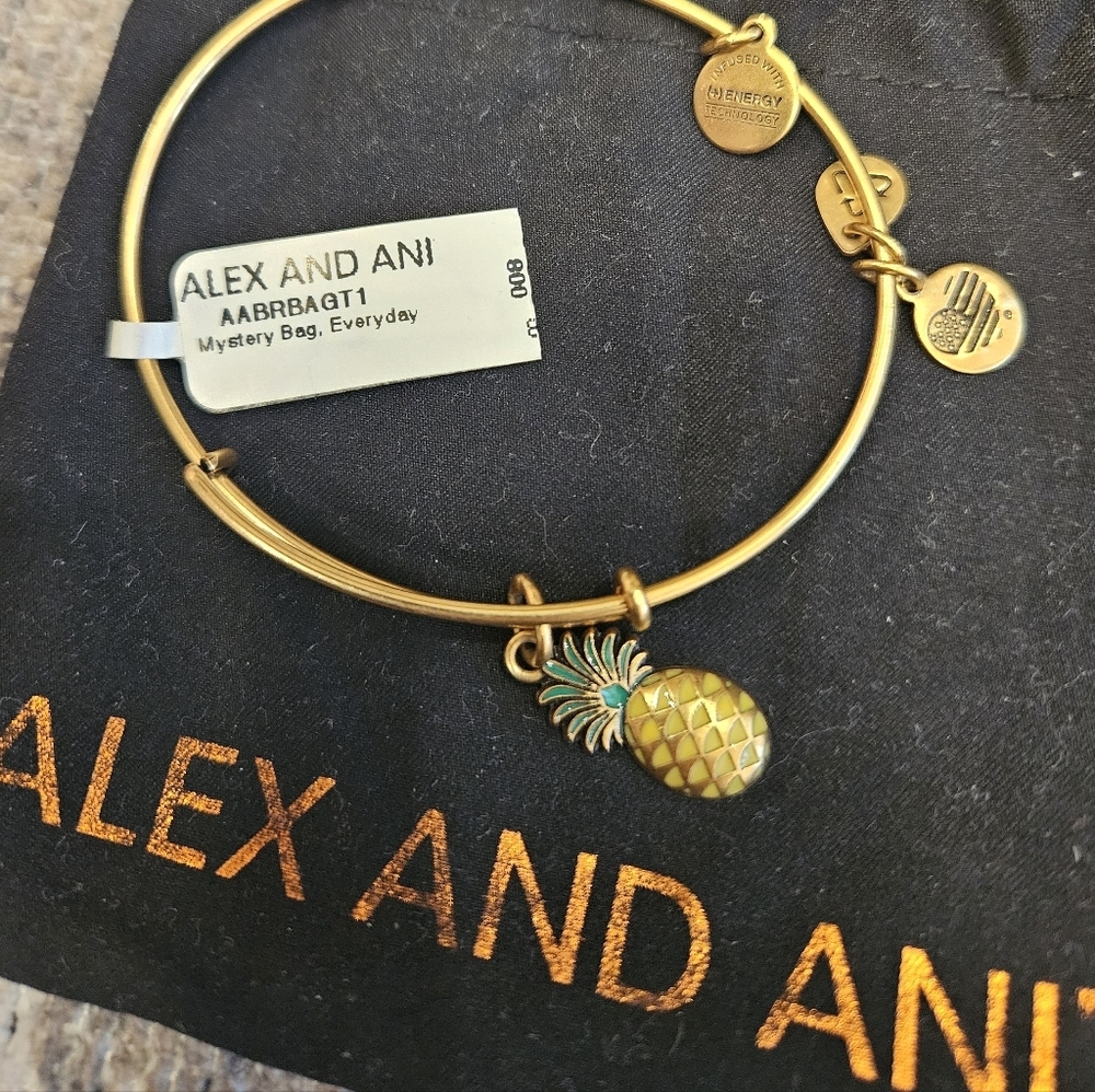 NWT Alex and Ani Gold Pineapple Bangle